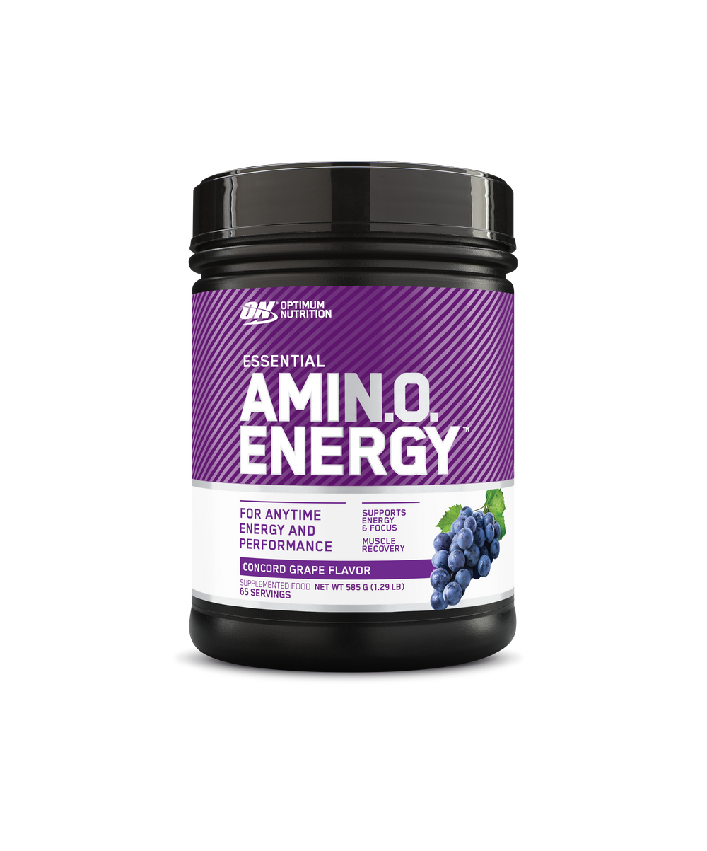 OPTIMUM NUTRITION Amino Energy, Concord Grape, Low-Stim Pre Workout, 100mg Natural Caffeine, 5g BCAA's, 65 Serves, 585g