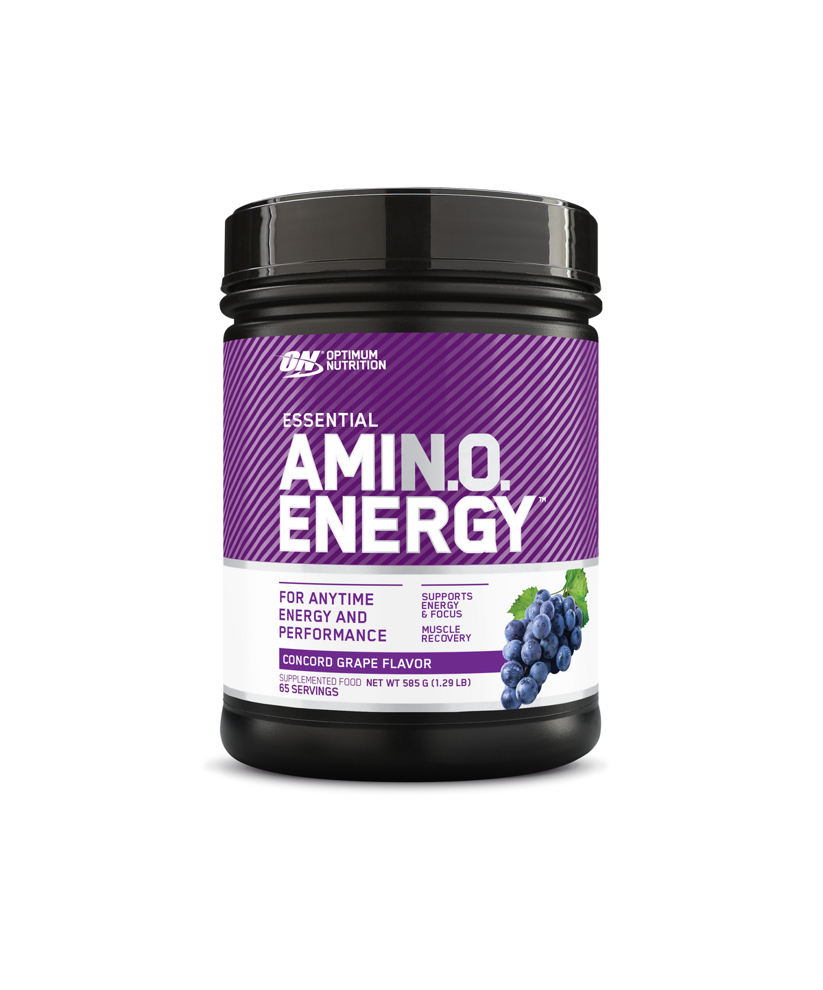 OPTIMUM NUTRITION Amino Energy, Concord Grape, Low-Stim Pre Workout, 100mg Natural Caffeine, 5g BCAA's, 65 Serves, 585g