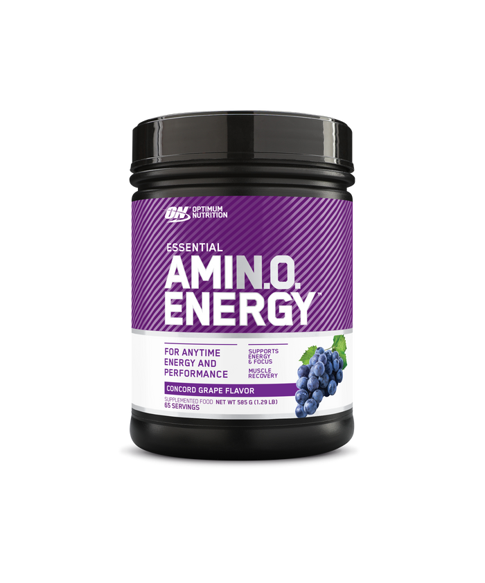 OPTIMUM NUTRITION Amino Energy, Concord Grape, Low-Stim Pre Workout, 100mg Natural Caffeine, 5g BCAA's, 65 Serves, 585g