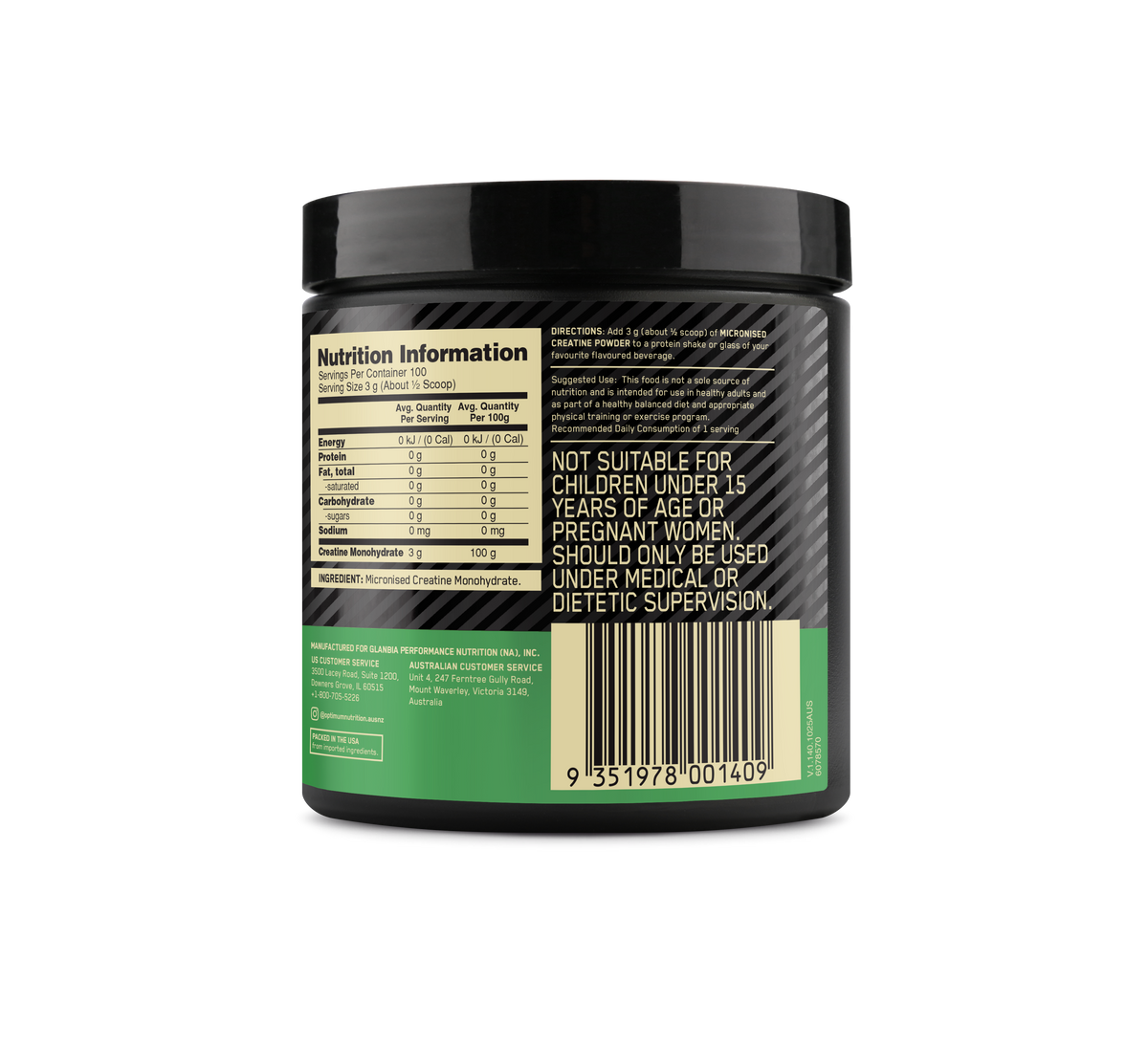 OPTIMUM NUTRITION Micronized Creatine Powder, Unflavoured, 300g, 100% Pure Creatine Monohydrate
