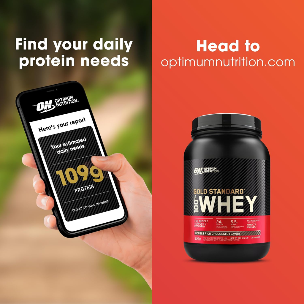 OPTIMUM NUTRITION Gold Standard 100% Whey Protein Powder, Double Rich Chocolate, 2.27kg
